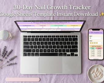 30 dagen nagelgroeitracker | Zelfzorgplanner voor gewoonte (Google Spreadsheets)