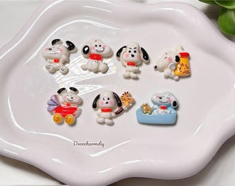 10PC Wholesale Snoopy Charms Decoden Supplies, Cute  Resin Charms, Flatback Decoden charms, Hair Accessorie charms
