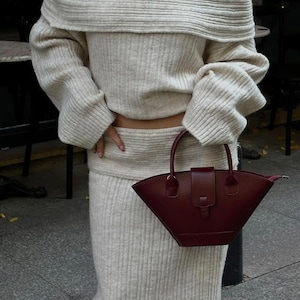 Bordeauxrote Ledertasche, Schultertasche, braune Ledertasche, Bordeauxrote Ledertasche, Umhängetasche, braune Ledertasche, Bordeauxrot