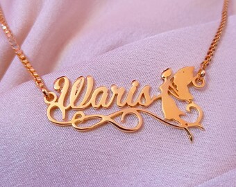 Fairy Angel Personalized Name Necklace, Angel Custom Name, Christmas Gift, Birthday Gift, Gift for Kids, Mothers Day Gift