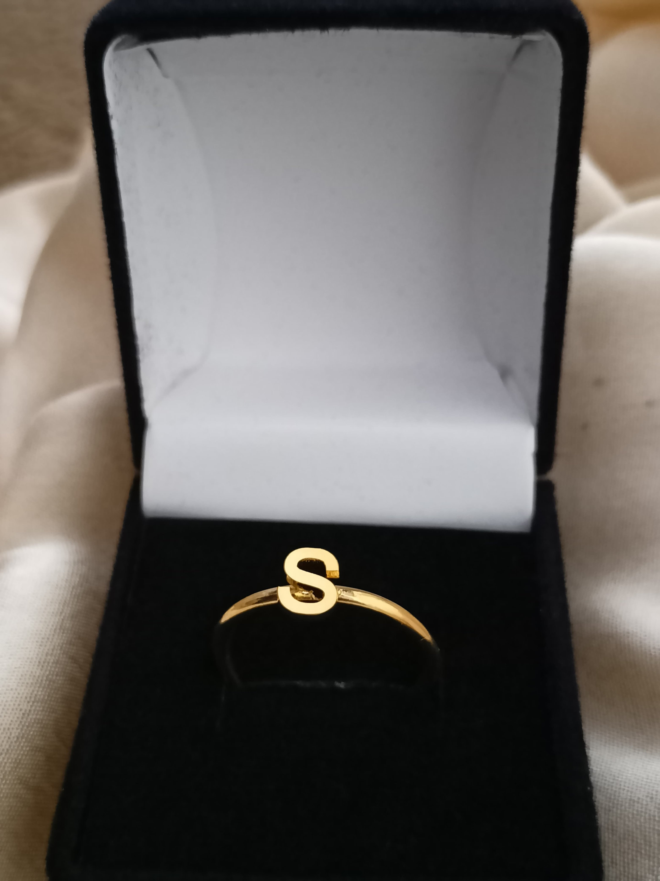 Letter S Gold Ring