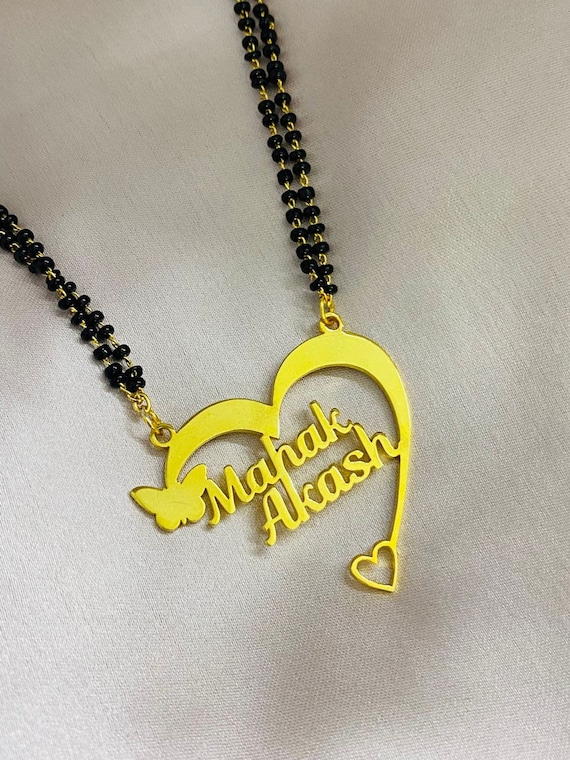 Personalized Heart Couple Name Mangalsutra Necklace Names and Date Necklace Name Infinity Jewelry Heart Shape Jewelry Love Gift Etsy Canada