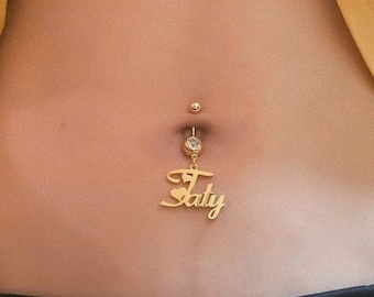 Custom Name Belly Button Ring: Personalized Navel Jewelry for Her Dangling Zircon for Woman Body Jewelry couple name belly gift for wife