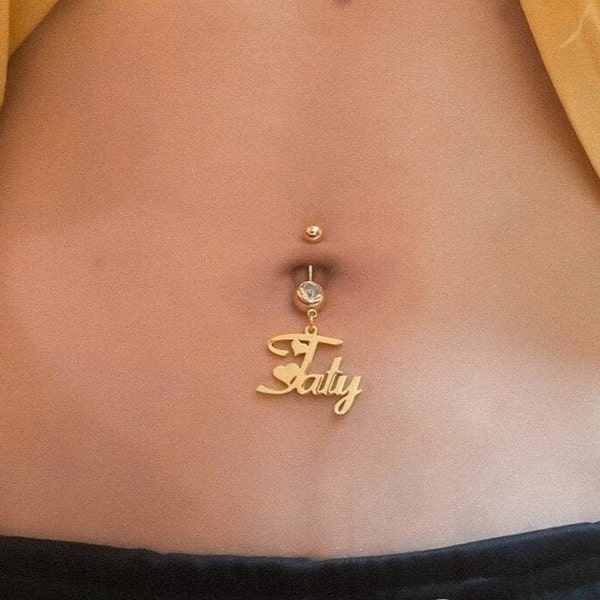 Custom Name Belly Button Ring: Personalized Navel Jewelry for Her Dangling Zircon for Woman Body Jewelry couple name belly gift for wife