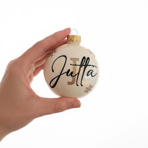 Personalized Christmas baubles with name – personalized glass Christmas tree ornament with gift box | Ø 6 or 8 cm - Christmas tree bauble image 4