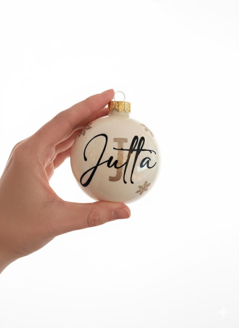 Personalized Christmas baubles with name – personalized glass Christmas tree ornament with gift box | Ø 6 or 8 cm - Christmas tree bauble image 4