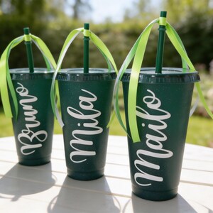 Taza personalizada con nombre · Taza con tapa y pajita · Libre de BPA · Regalo personalizado para niñas · Taza de cumpleaños · 710 ml imagen 8