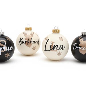 Personalized Christmas baubles with name – personalized glass Christmas tree ornament with gift box | Ø 6 or 8 cm - Christmas tree bauble image 7