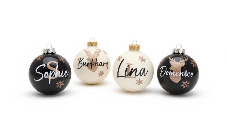 Personalized Christmas baubles with name – personalized glass Christmas tree ornament with gift box | Ø 6 or 8 cm - Christmas tree bauble image 7