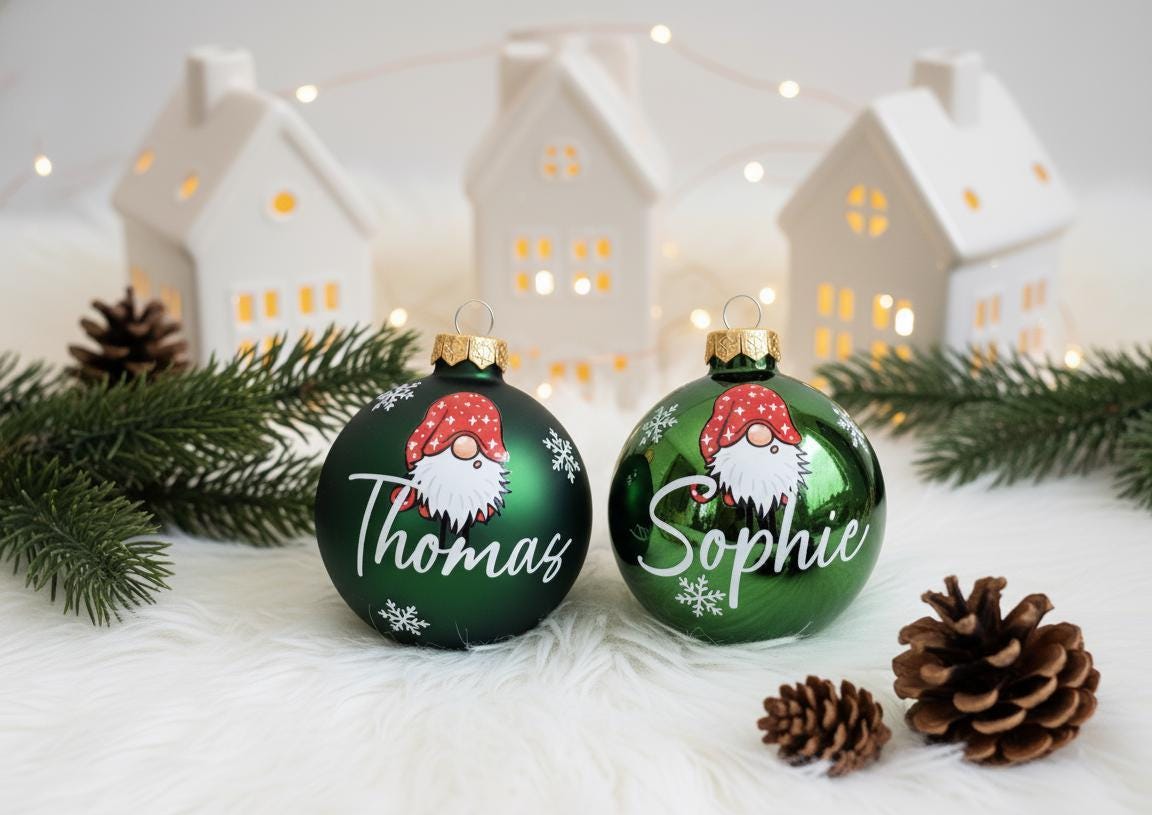 Weihnachtskugel mit Wichtel, mit Name