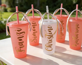 Becher für Junggesellinnenabschied - JGA Party, Mädelsabend Accessoires, wiederverwendbarer Trinkbecher | BPA-frei l | 710 ml - handveredelt