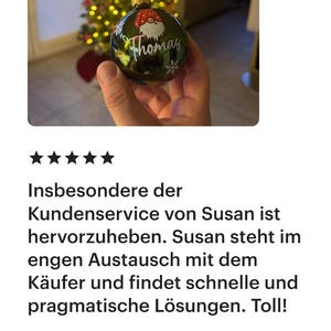Personalized Christmas baubles – glass Christmas tree bauble with gnome – green, Ø 8 cm with gift box, Christmas tree bauble with name image 7