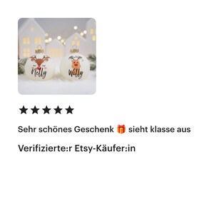 Weihnachtskugeln personalisiert für Kinder – Christbaumanhänger aus Glas mit Rentier und Name - Ø 8 cm mit Geschenkkarton bild 7