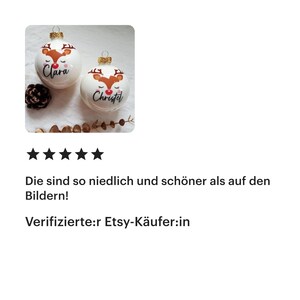 Weihnachtskugeln personalisiert für Kinder – personalisierte Christbaumkugel mit Rentierkopf aus Glas - Ø 8 cm mit Geschenkkarton Bild 8