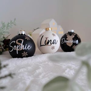 Personalized Christmas baubles with name – personalized glass Christmas tree ornament with gift box | Ø 6 or 8 cm - Christmas tree bauble image 8