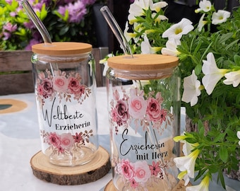 Erzieherin Geschenk, Abschiedsgeschenk für Erzieherin, Geburtstagsgeschenk, KIGA Geschenk, Glas Geschenk für Erzieherin zum Abschied