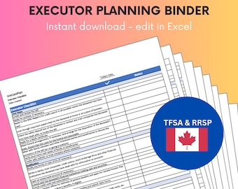 Executor Planning Binder - Executor Checklist, Estate Account Tracking ...