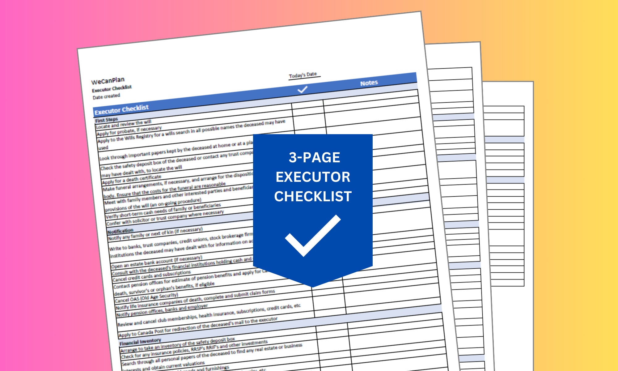 Executor Planning Binder Executor Checklist, Estate Account Tracking