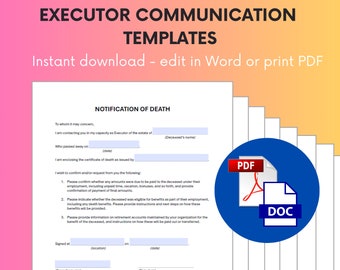 Executor Communication Templates - Streamline Your Executor Duties with Easy-to-Use Word & PDF Documents