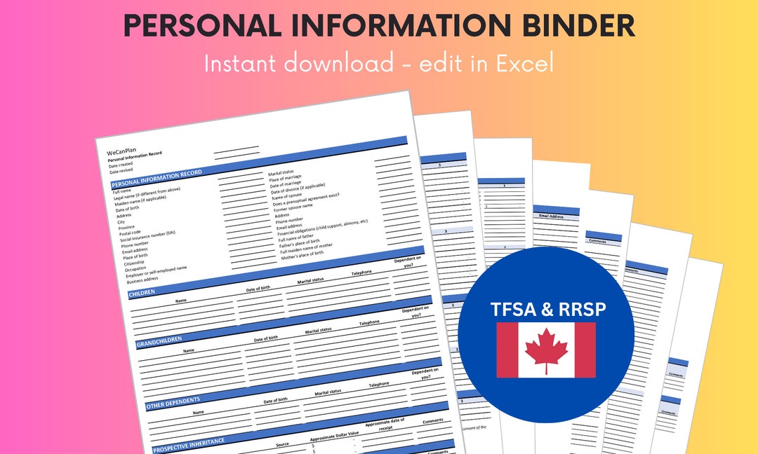 Personal Information Binder, Emergency Planner, Information for Your