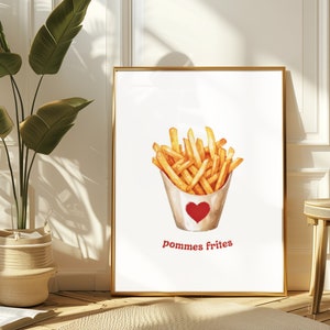 Pommes Frites Poster | French Fries Poster | Food Poster | French Fries Wall Art | Fries Art Print