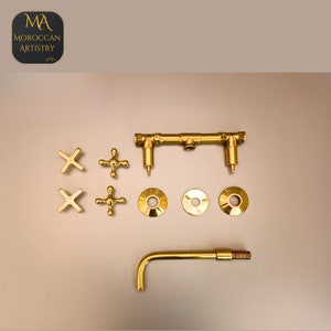 Unlacquered Brass Wall Mounted Bathroom Faucet With Curved Spout Wall Mounted Bathtub Faucet image 8