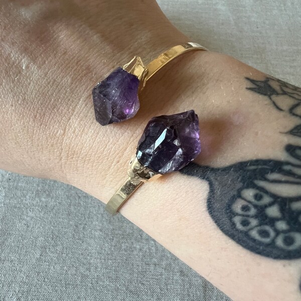 Amethyst Armreif goldfarben galvanisiert