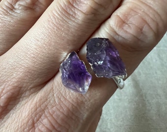 Amethyst Ring silberfarben galvanisiert