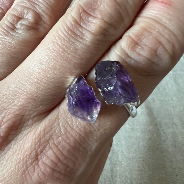 Amethyst Ring silberfarben galvanisiert