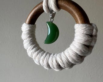 Crystal macrame rearview mirror pendant