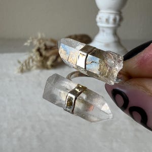 Rock crystal ring silver galvanized
