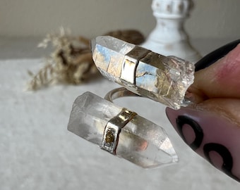 Bergkristall Ring silber galvanisiert