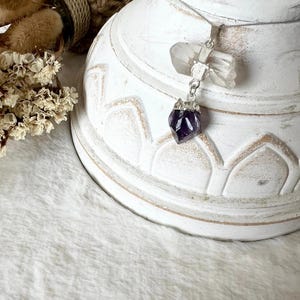 Rock crystal with amethyst double pendant silver galvanized