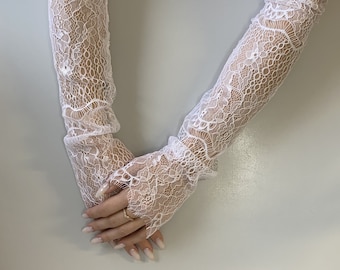 Tight Bicep Wedding Sleeves, Detachable Bridal Bicep Long Sleeves. Removable Bridal Sleevles. Lace Wedding Sleeves. Fingerless Lace sleeves