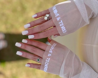 Custom Tulle Wedding Sleeves, Detachable Fingerless Bridal Gloves