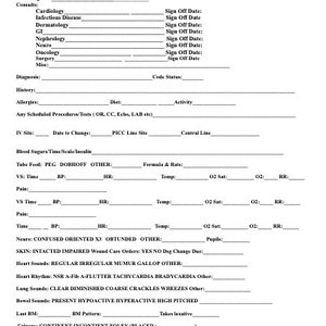 Single Patient Report Sheet