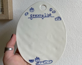 Wandbehang mit Einkaufsliste | Handgefertigte Keramik