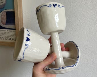 Weinglas-Set, 2er-Pack | Handgefertigte Keramik