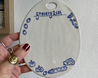 Wandbehang mit Einkaufsliste | Handgefertigte Keramik