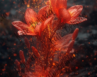 Lava Flowers | Volcanic Bloom Digital Art Prints | Wall Art