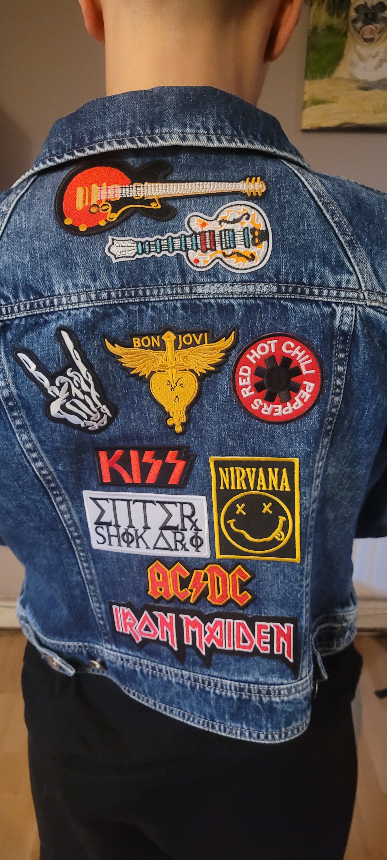 Badass Levis Denim Jacket Mexican Rock Band and Icons Mens 
