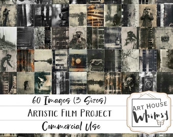 Artistiek filmproject - 60 Arty Grunge-stijl fotograaf en filmbeelden, Art Noir, 3 maten, ongewenste tijdschriften, digitale kunst, CU