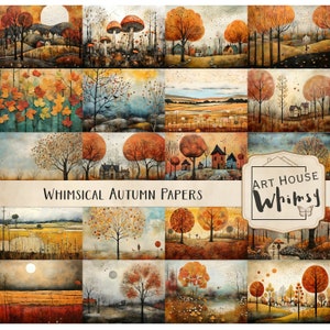 Papeles de otoño caprichosos, diario basura, 20 fondos de otoño, uso comercial, documentos imprimibles, Jpeg, descarga digital