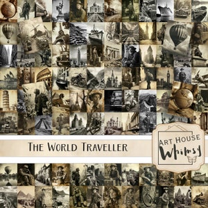 The World Traveller - 100 Bilder für Junk Journals & Digital Art, 3 Größen, Reise, Vintage Travel, Digitales Scrapbooking, Kommerzielle Nutzung