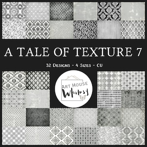 A Tale of Texture 7:32 monochroom zwart-wit papier met vintage patronen, 4 formaten, CU (digitale jpeg-bestanden: 11 x 8,5 inch)