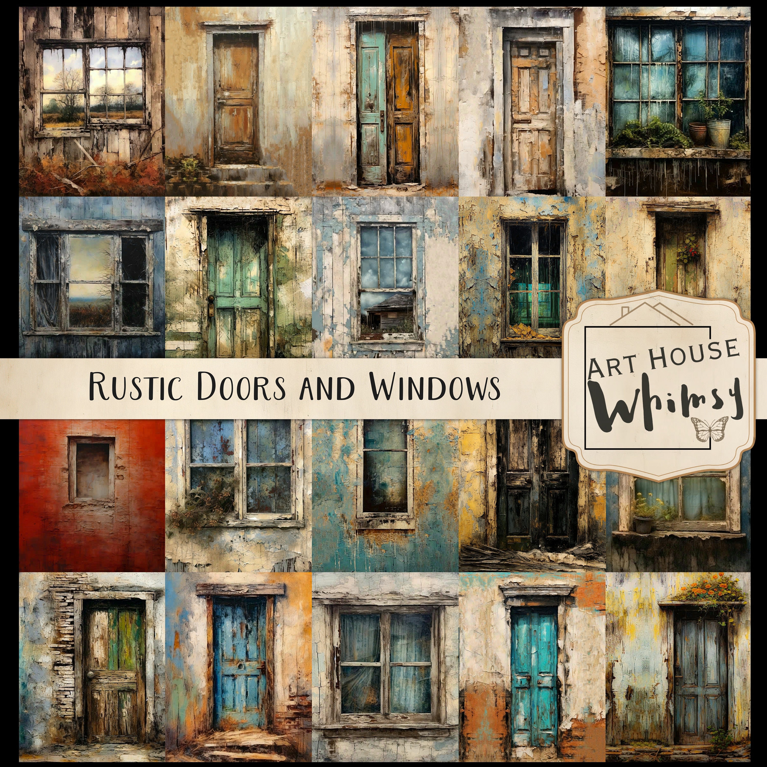 Rustic Doors & Windows: Abandoned Buildings Digital Paper (digital ...