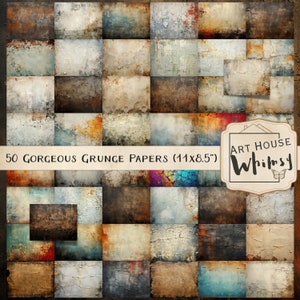 Gorgeous Grunge Papers - 50 Grungy Textured Backgrounds, Commercial Use, Junk Journals, Digital Art, Digital Download