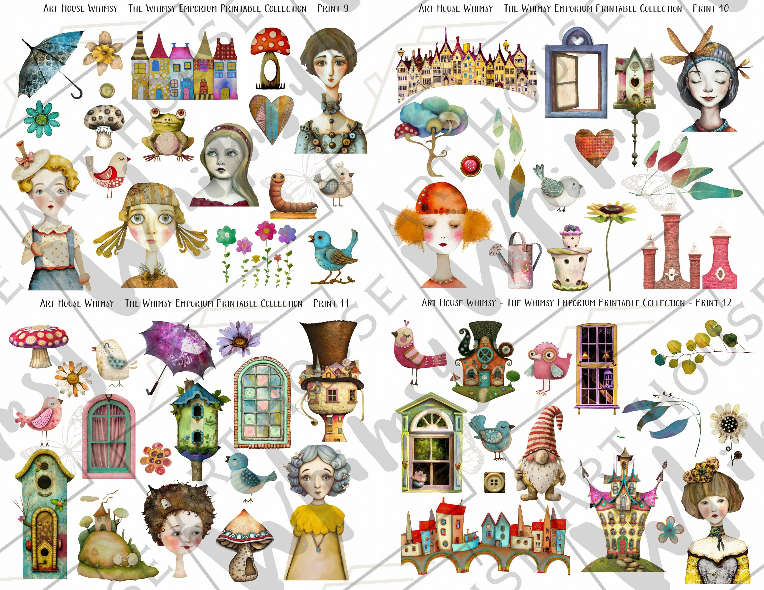 Whimsy Clips Paper Whimsical Clipart & Papers: 92 Printable Art Sheets (commercial Use) - Etsy