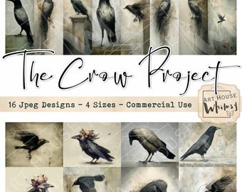 The Crow Project : motifs gothiques de corbeau, art pictural d'Halloween - JPEG (téléchargement numérique)