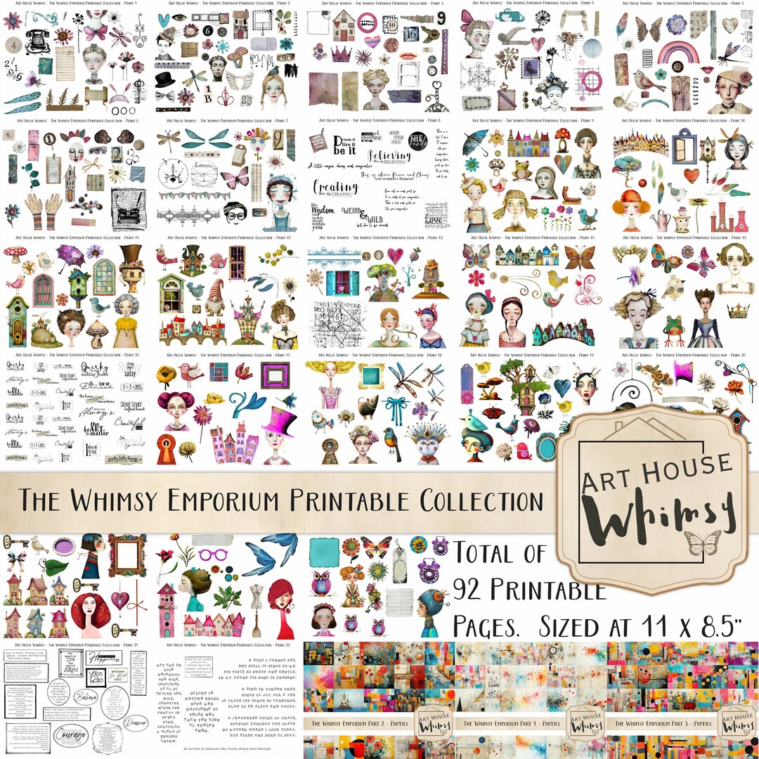 Printable Collection The Whimsy Emporium-printable Collection: Whimsical Clipart & Papers ...